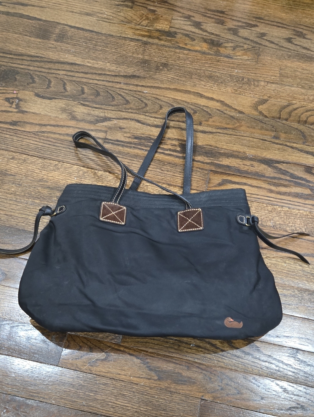 Dooney & Bourke Victoria Black Nylon Leather Trim Travel Tote Bag Pink Lining